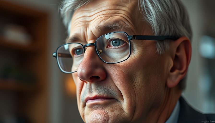 Close-up of a thoughtful man in stock market news context