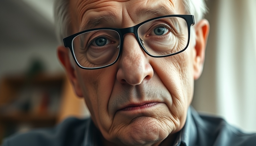 Close-up of older man with thoughtful expression, wearing glasses.