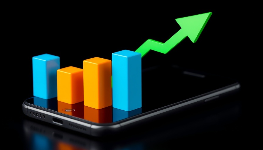 China's factory output resilience illustrated with digital bar graph and growth arrow on smartphone screen.