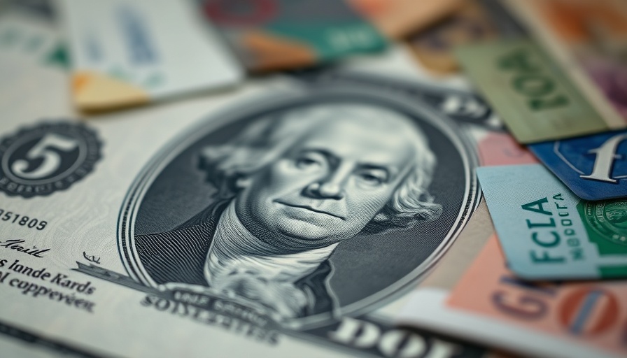 US dollar bill with George Washington amidst currencies, representing credit downgrade.