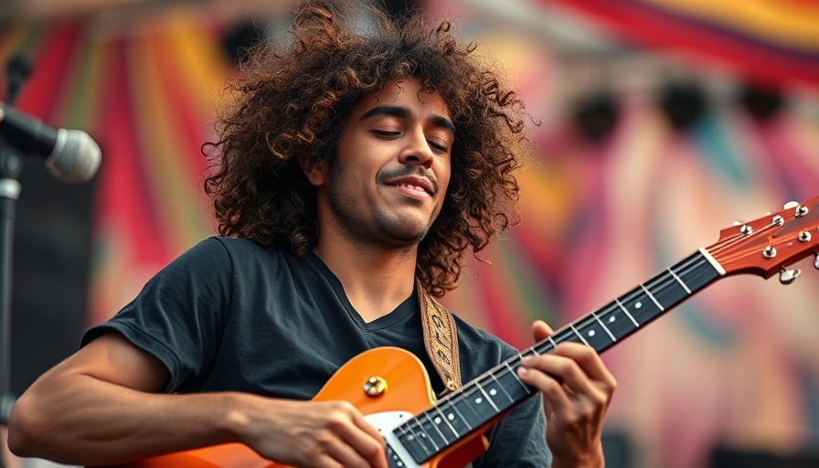 Passionate guitarist at BottleRock Napa Festival playing guitar.