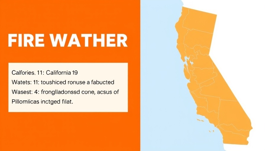 Local news fire weather watch alert with California map.