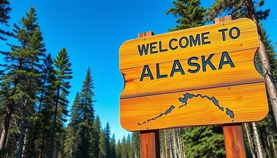 Welcome to Alaska sign in forest, pros and cons of living in Alaska.