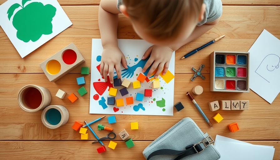 Child playing with colorful educational materials in a bright setting.