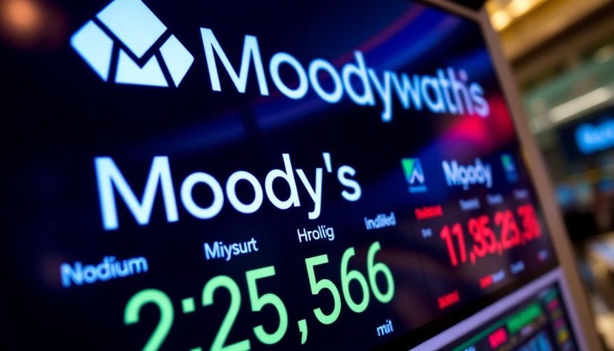Moody's financial display showing stock impact related to Trump's economic policies.