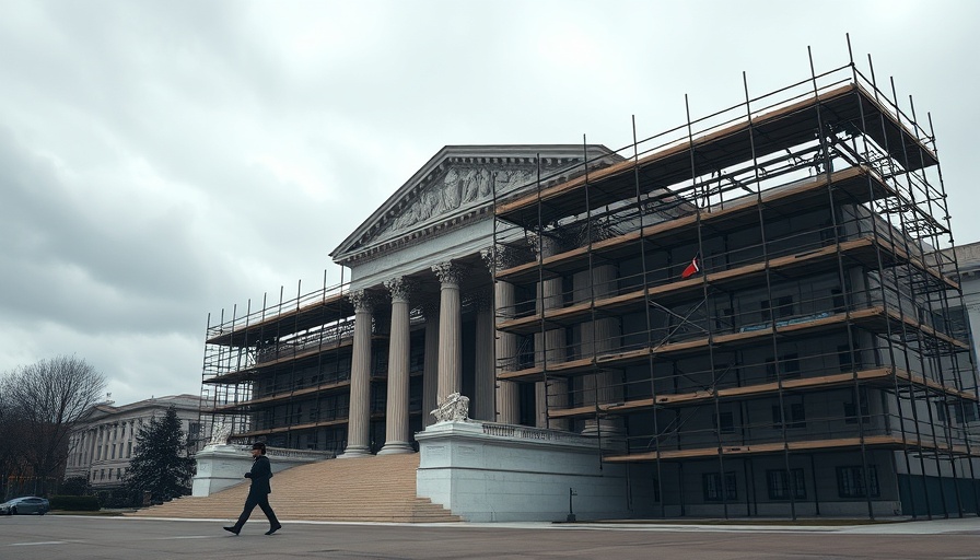 Supreme Court building under scaffolding amid Venezuelan deportation ruling.