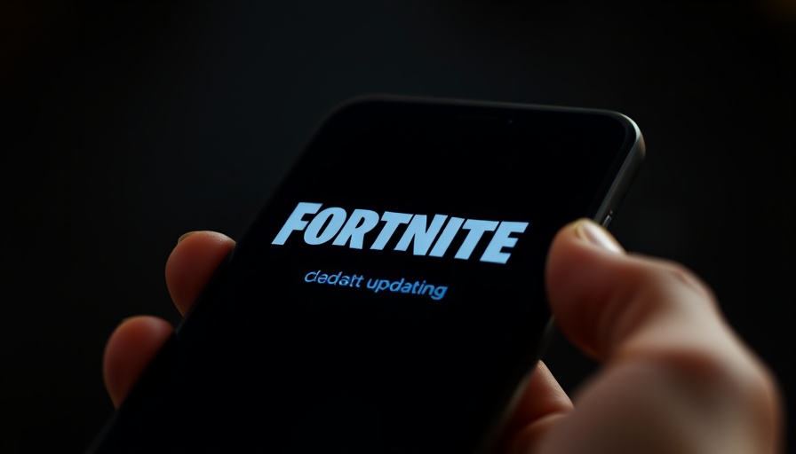 Smartphone screen showing Fortnite update in progress.