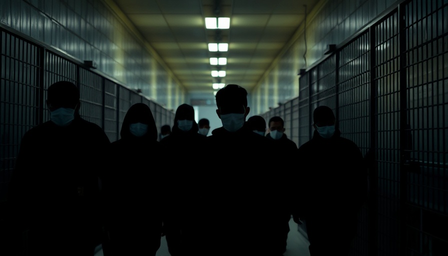 Group walking in a detention facility, Trump Guatemalan deportee case.