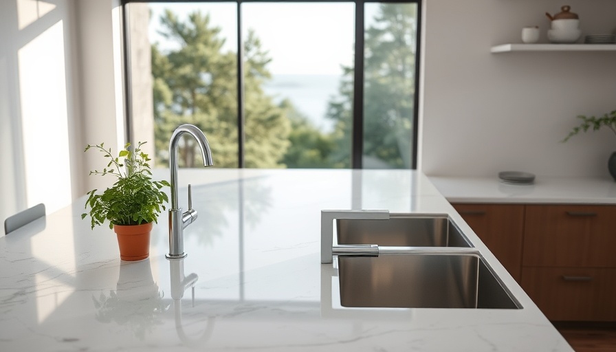 Modern countertop with marble finish and sink for walk-in closet.