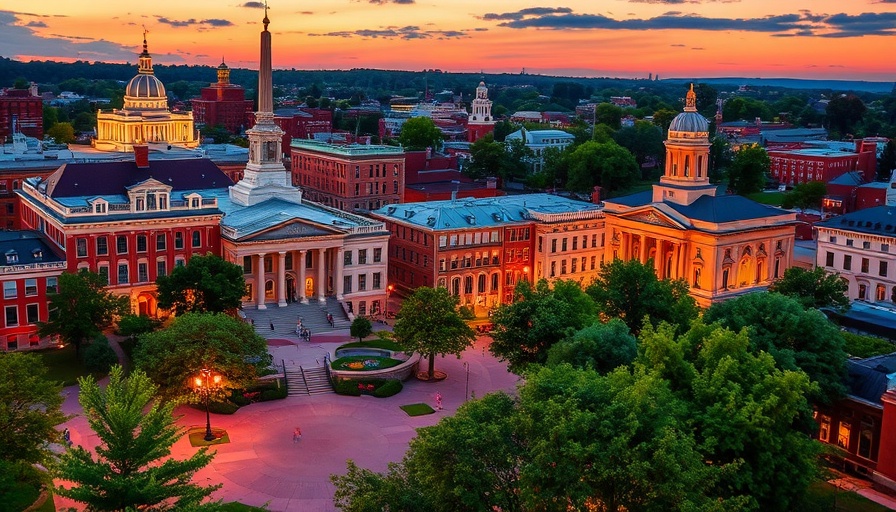 Vibrant Worcester MA cityscape in summer evening, highlighting activities.