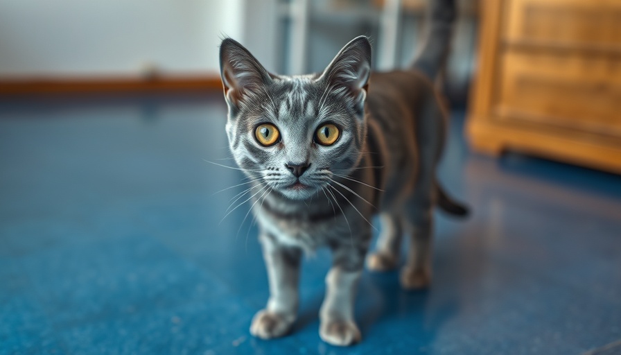 Curious gray cat indoors for 'What to do if your cat goes missing'.