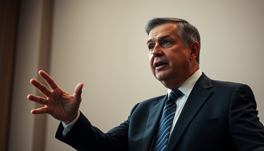 Prominent leader speaking indoors, Middle East investment discussion.
