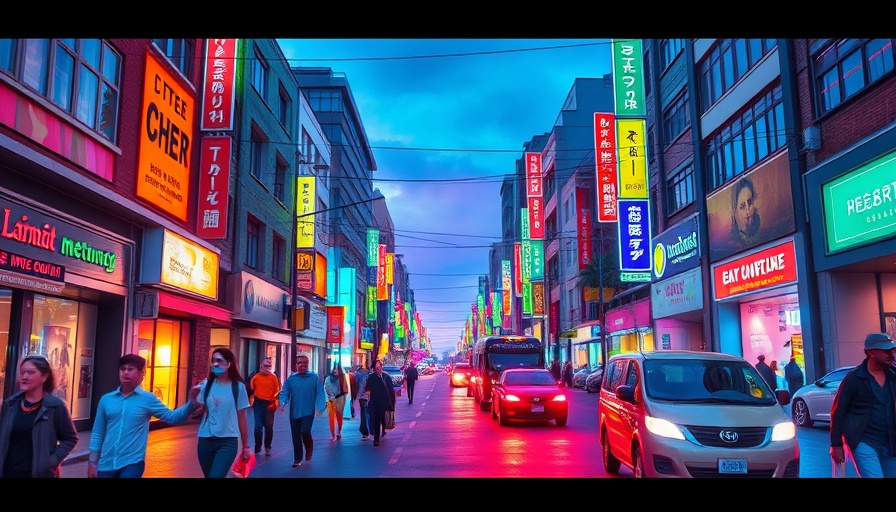 Vibrant LIDAR street scene with pedestrians and vehicles, colorful display.
