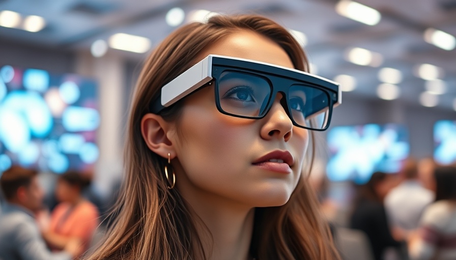 AI-powered smart glasses displayed in tech presentation.