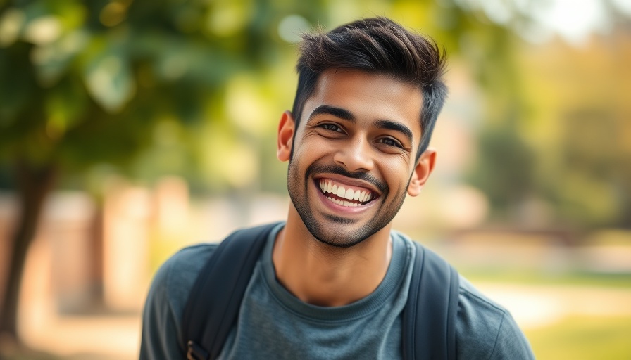 Smiling man outdoors, positive expression, business startup vibe