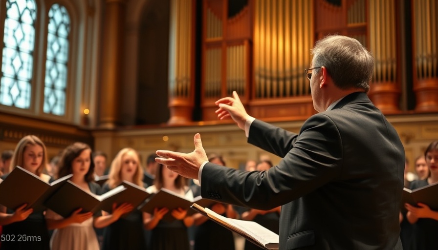 Choir rehearsal led by conductor at live concerts in Marin.