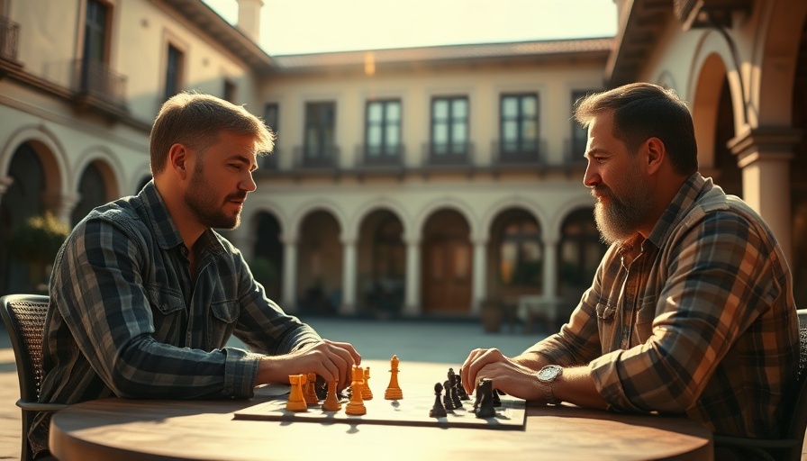 Outdoor chess game scene depicting relaxation and strategy.