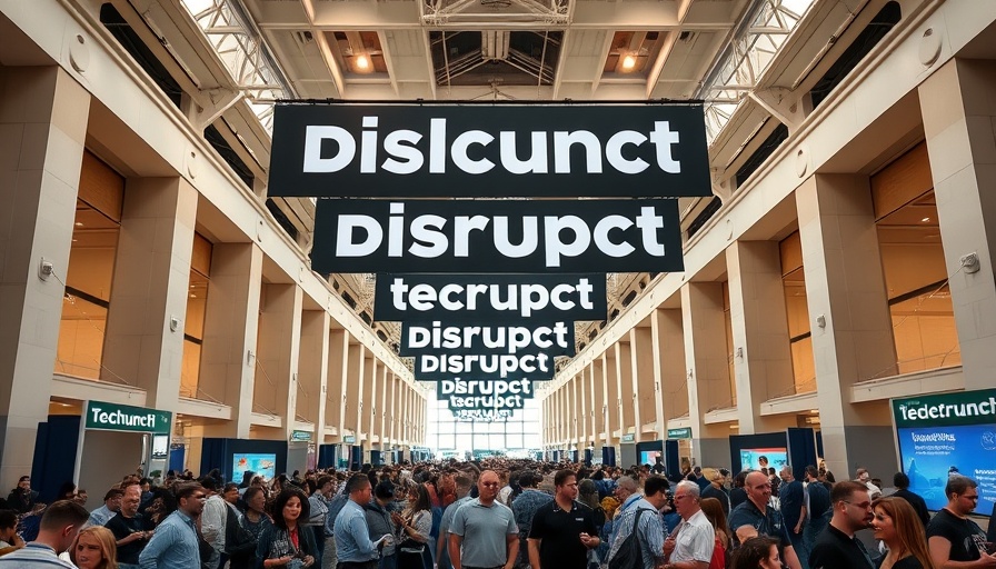 Attendees at TechCrunch Disrupt 2025 event in a large convention space
