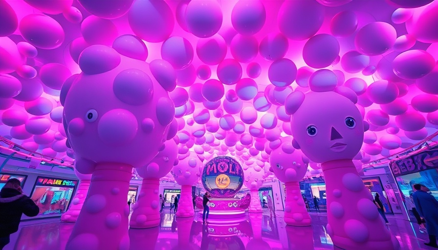 Interactive bubble theme park in Oakland with vibrant sculptures and lighting.