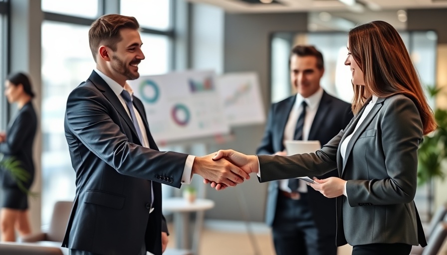 Business professionals discussing HELOC risk management with a handshake.