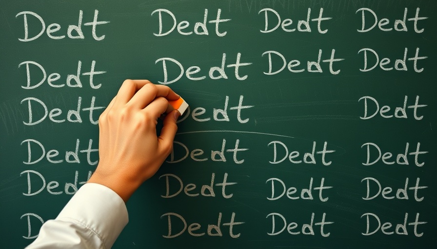 Hand erasing 'Debt' on chalkboard, managing medical debt concept.