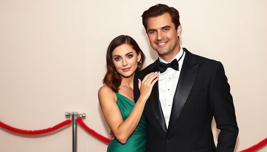 Elegant couple on red carpet event.