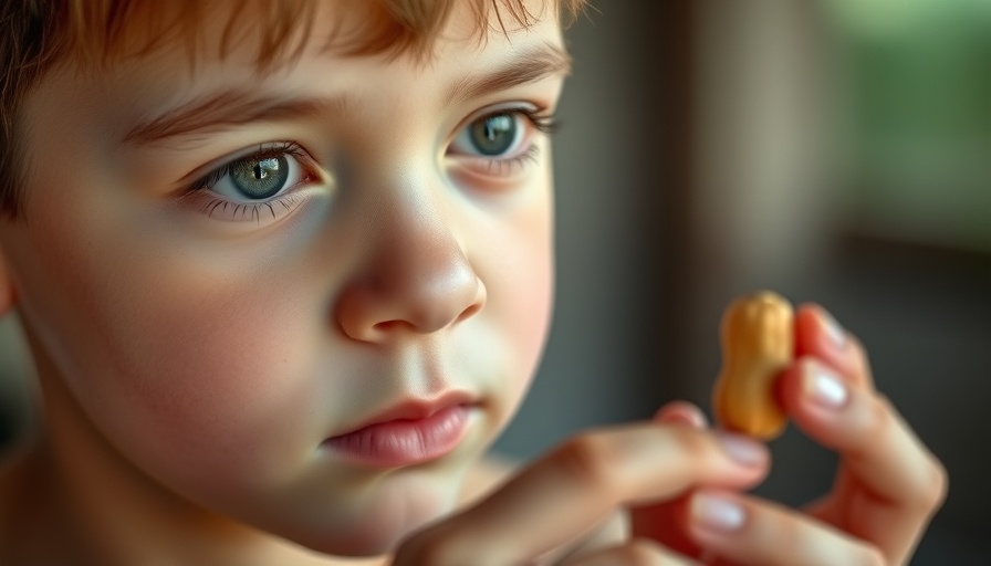 Young person with peanut illustrating food allergy awareness.