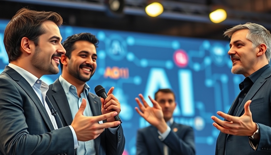 Tech executives discussing AI strategies at a conference.