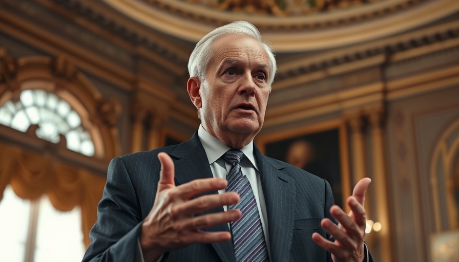 Elderly man gesturing during speech about surveillance requests by telecom companies, soft lighting.