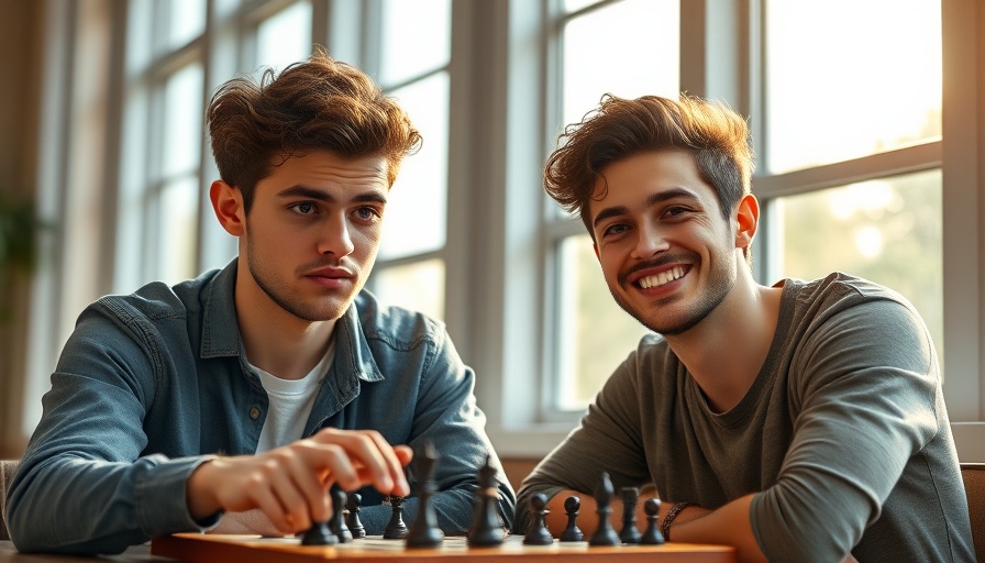 Two men outside playing chess, representing strategy like automating tax prep with AI.