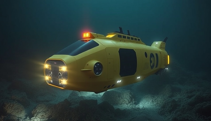 High-tech yellow mining vehicle exploring deep-sea resources.