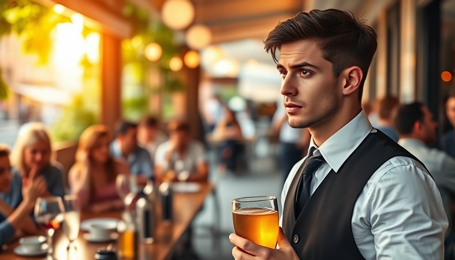 Waiter at cafe serves drinks, highlighting no tax on tips proposal.