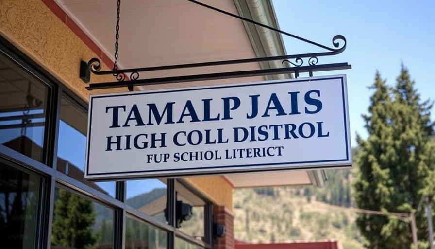 Tamalpais Union High School District office sign, outdoors, Marin education