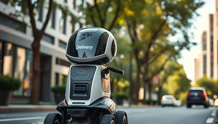 Autonomous delivery robot on urban street, highlighting business startup funding.
