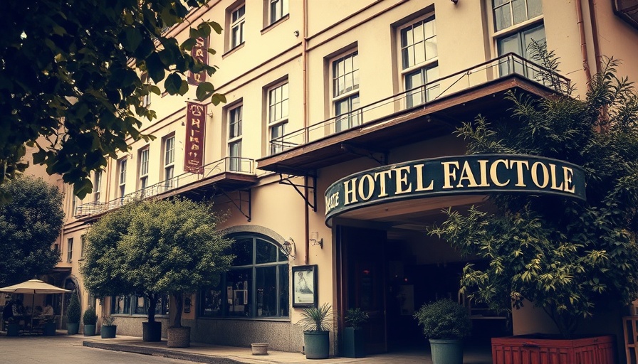 Historic Villa Hotel in vintage sepia tone reflecting local news today.