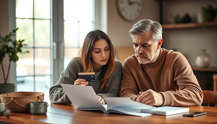 Couple discussing education tax credit at home, reviewing documents.