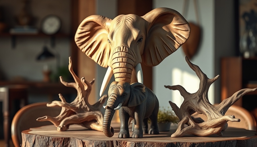 Animalcore design decor featuring elephant sculptures.