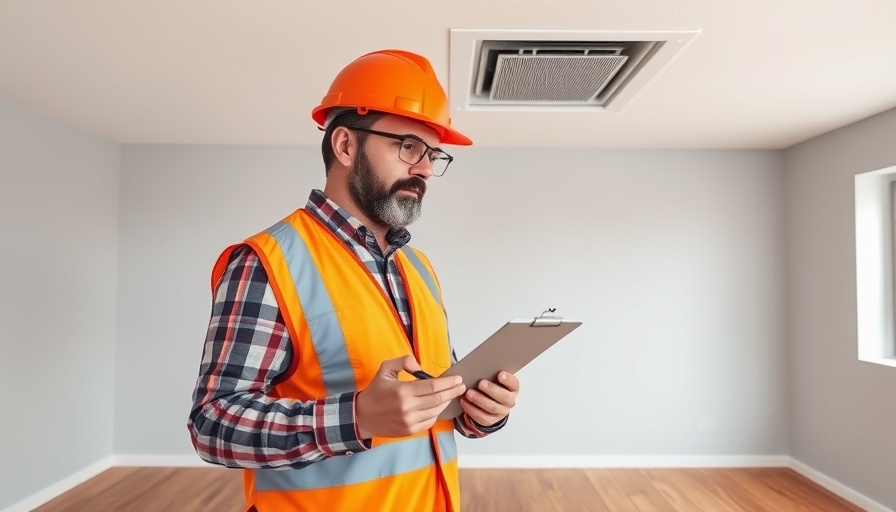 Real estate appraisal professional inspecting air vent in home.