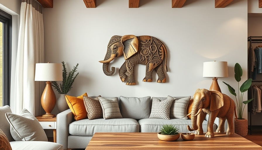 Animalcore design trend in rustic decor with elephant sculptures