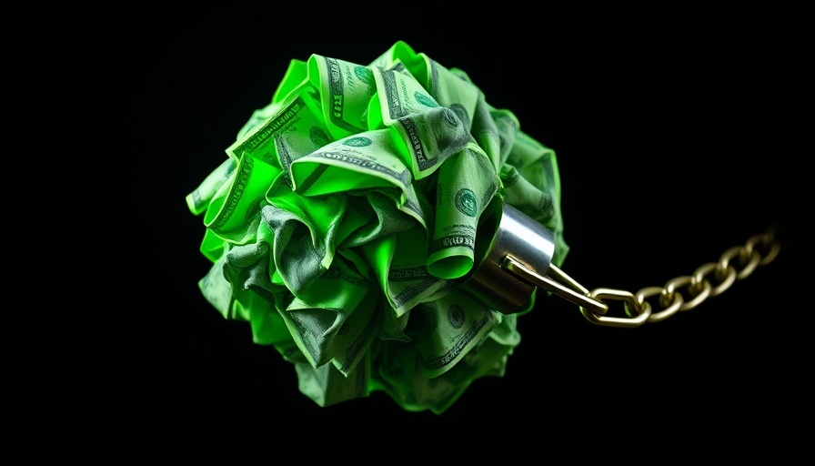 Conceptual financial constraint with chained dollar bills. Trump's budget implications for investors.