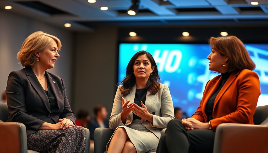 Influential women discussing gaming on stage at a conference.