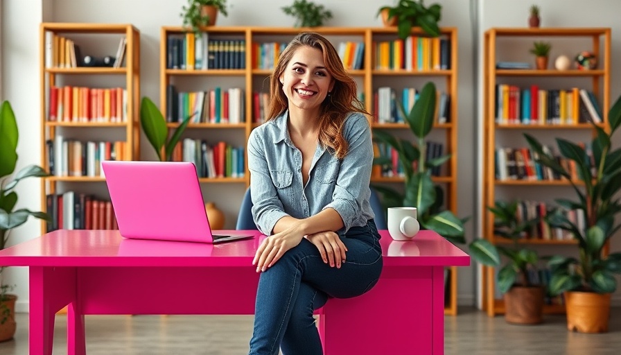 Tinder CEO in modern office setting with vibrant decor.