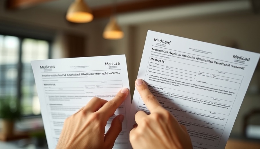 Hands reviewing Medicaid application forms; understanding work requirements.