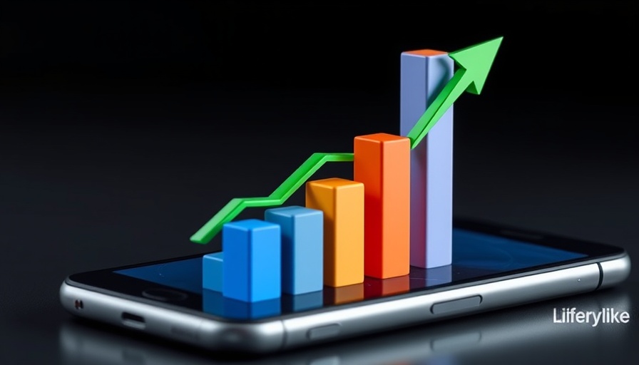 Stock market news graphic featuring bar chart and arrow.
