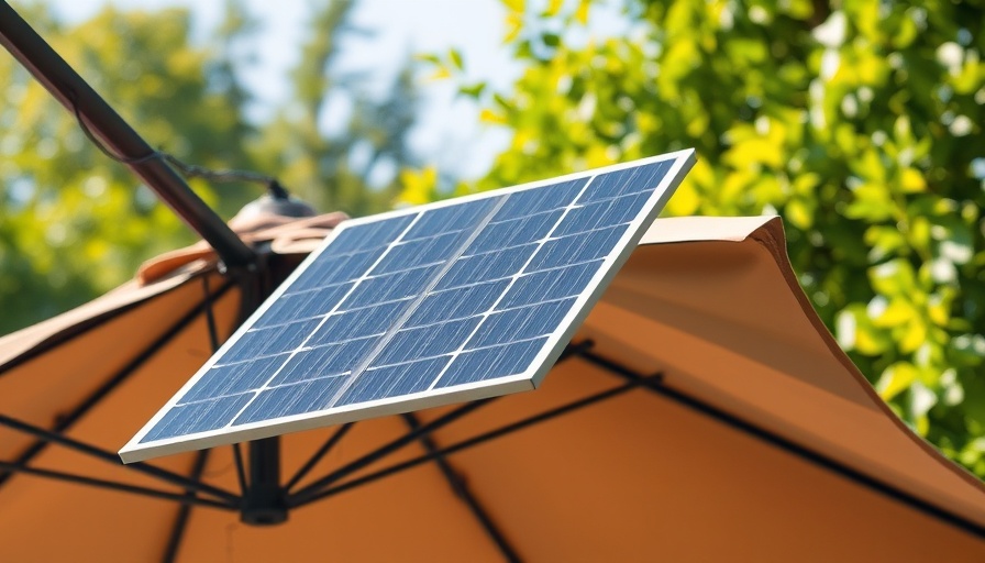 Modern solar-powered patio umbrella with sleek design.