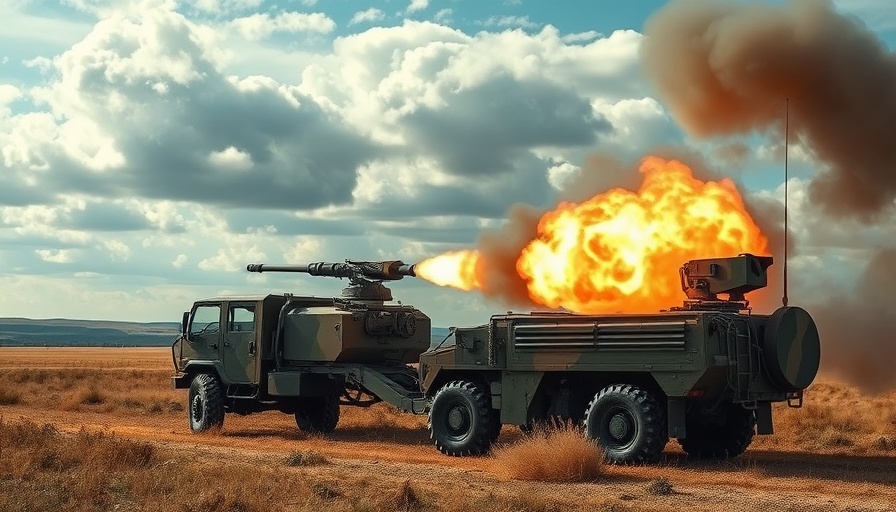 Military vehicle firing cannon in open field under cloudy sky related to G7 sanctions against Russia.
