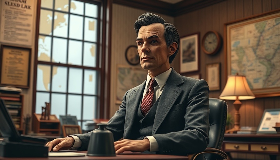 Lifelike animatronic of Walt Disney in vintage office setting.