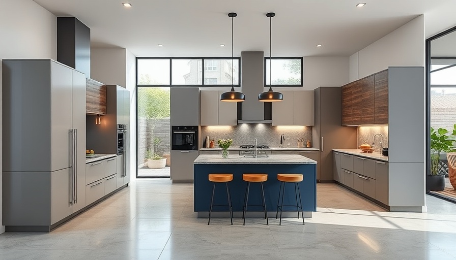 Modern kitchen design trends 2025 featuring stylish layouts and lighting.