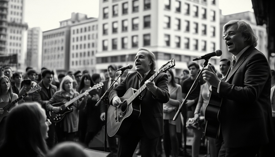 Vintage photo capturing the origins of the hippie movement with musicians.