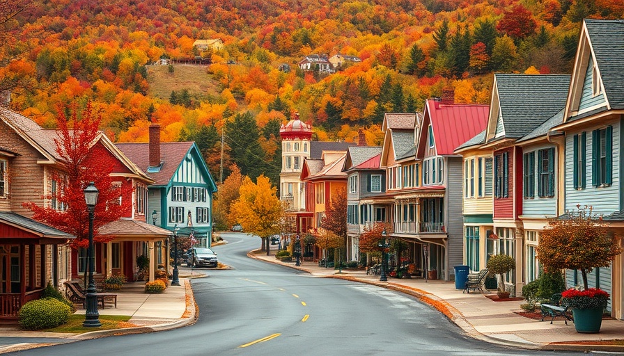 Charming street view in West Virginia during autumn, vibrant colors.
